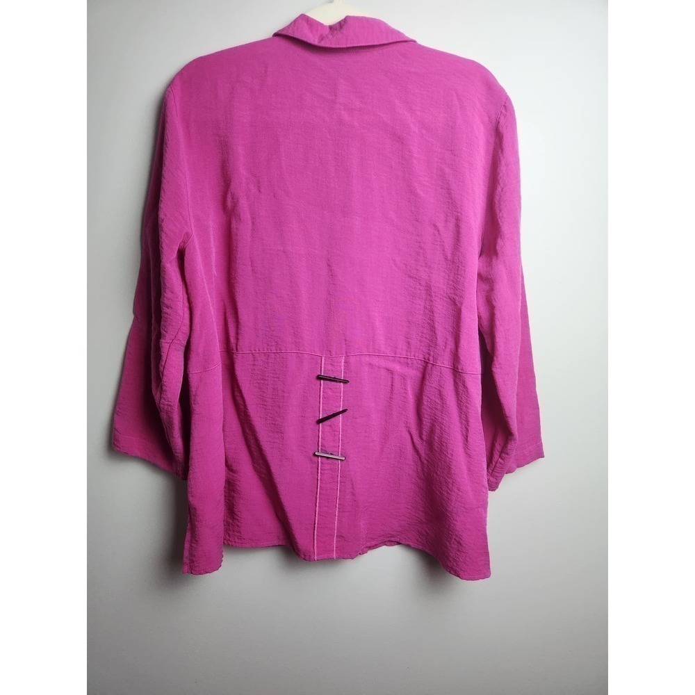 Ali Miles Button front back pink Blouse Lagenlook Boho sz L - Picture 4 of 9